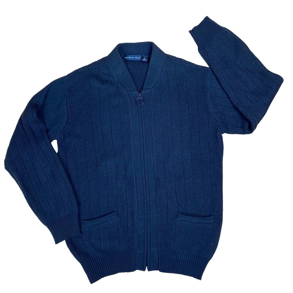 Northern Isles Rib Knit Grandpa Zip Cardigan Kurt Cobain Old Money Sweater-M